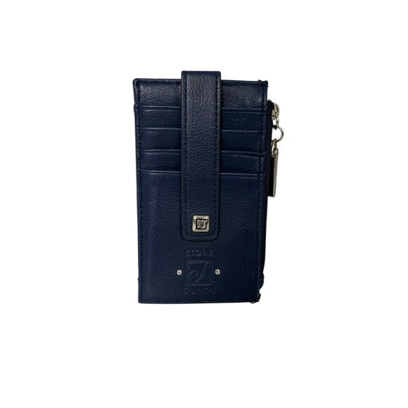 Stone Mountain Blue Leather Wallet Snap Card Holder Coin Purse ID Holder Small - Picture 1 of 12